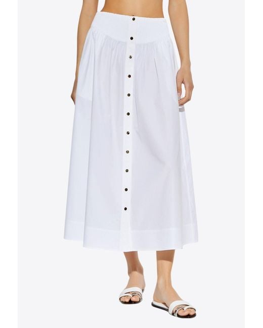 Tory Burch White Flowy Midi Skirt