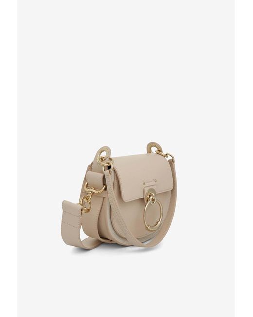 Chloé Natural Small Tess Leather And Suede Crossbody Bag
