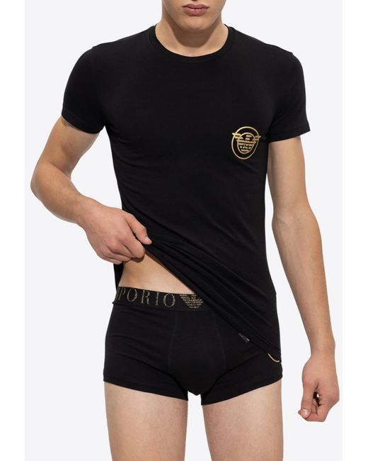 Emporio Armani Black Logo Print T-Shirt And Boxers Set for men