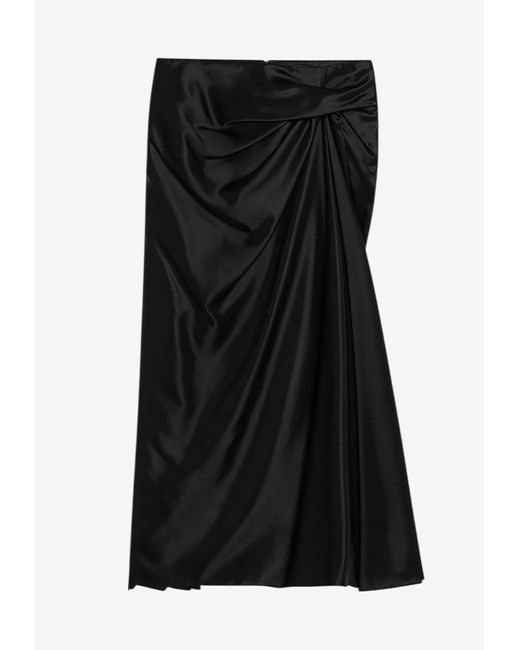 Balenciaga Black Draped Midi Skirt