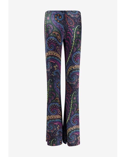 Etro Blue Chenille All-Over Pattern Pants