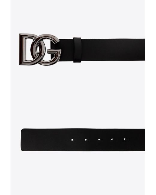 Dolce & Gabbana White Dg Logo Buckle Leather Belt for men