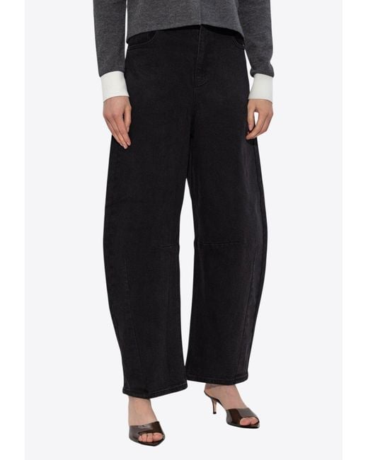 Self-Portrait Women's Black Barrel-Leg Jeans