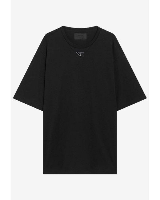 Prada Black Triangle Logo Oversized T-Shirt for men
