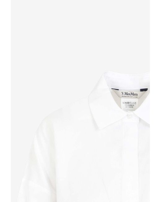 Max Mara Long-sleeved Lodola Shirt in White | Lyst