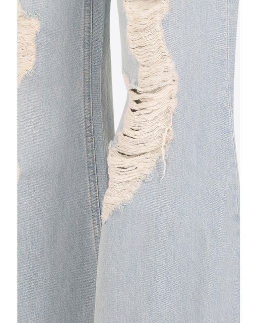 Egonlab White Distressed Flared Jeans for men