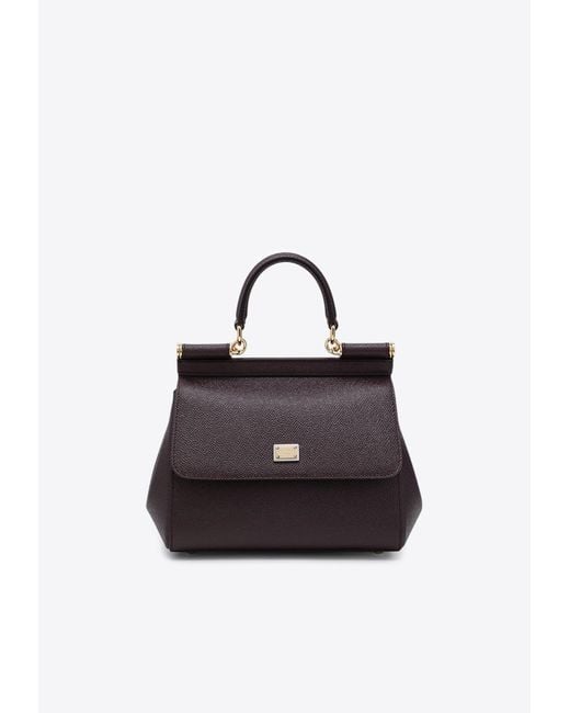 Dolce & Gabbana Blue Large Sicily Hammered Leather Top Handle Bag