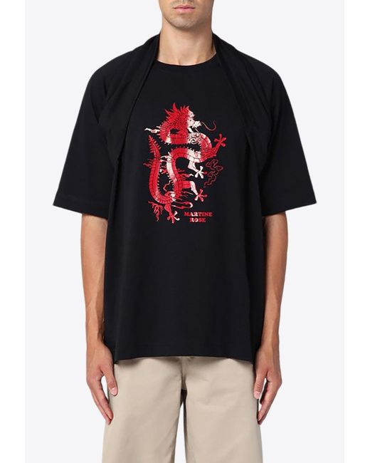 Martine Rose Black Oversized Celebration Printed T-Shirt for men