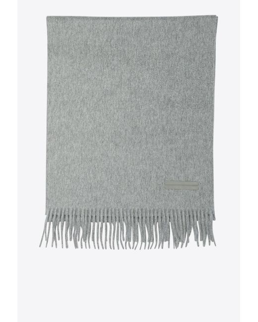 Zegna Gray Cashmere Fringed Scarf for men