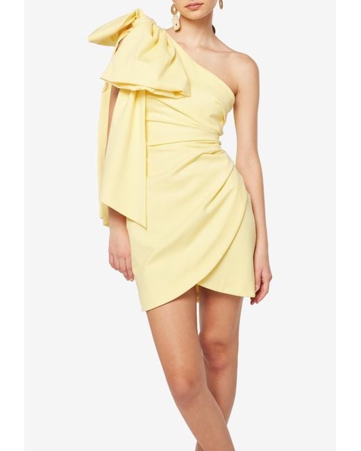 Elliatt Yellow Ares One-Shoulder Mini Dress