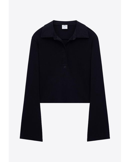 Courreges Black Long-Sleeved Polo T-Shirt