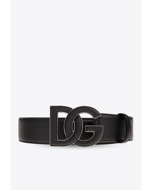 Dolce & Gabbana Black Dg Buckle Leather Belt for men