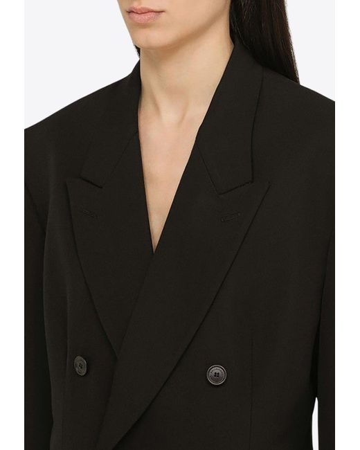 Balenciaga Black Cinched Double-Breasted Wool Blazer