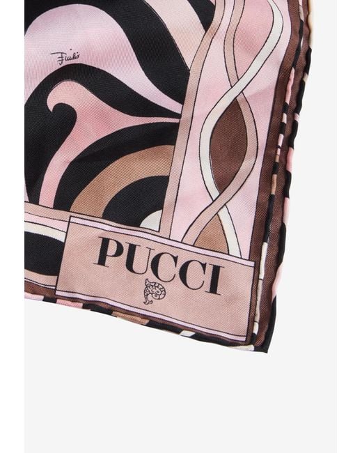 Emilio Pucci Multicolor Marmo Print Silk Cap