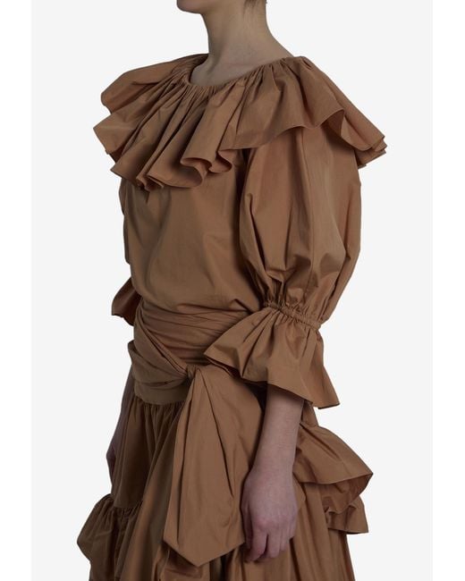 Chloé Brown Ruffled Poplin Blouse