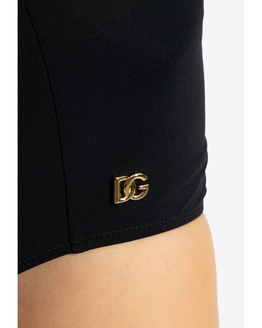 Dolce & Gabbana Black Dg Logo High-Waist Bikini Briefs