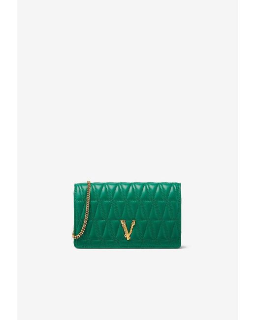 Versace Green Mini Virtus Quilted Shoulder Bag