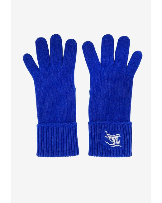 Burberry Blue Edk Cashmere Knit Gloves for men