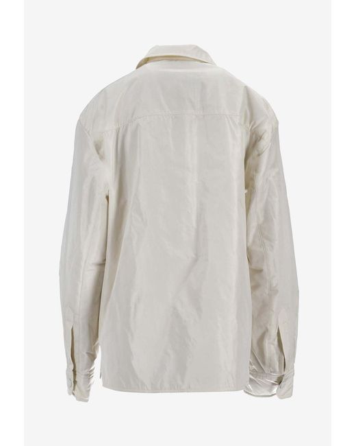 AMI White Embroidered Buttoned Shirt for men