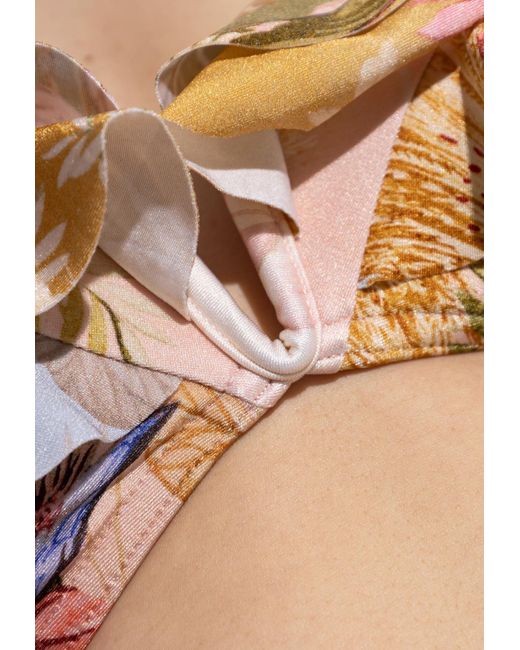 Zimmermann Natural Botanical Print Strapless Bikini