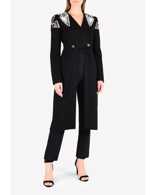 Temperley London Black Empire Embellished Long Sleeve Evening Coat