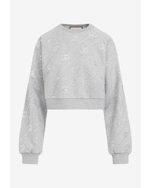 Gucci White Interlocking Crystal G Sweater
