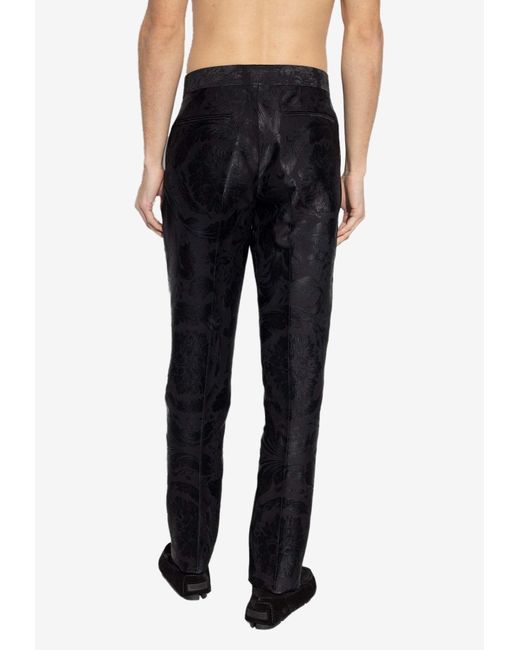 Versace Blue Barocco Jacquard Tailored Pants for men