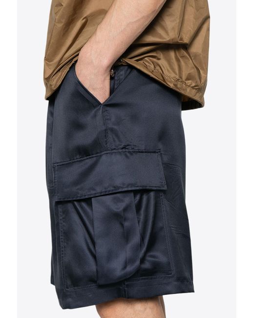 Prada Blue Silk Cargo Shorts for men