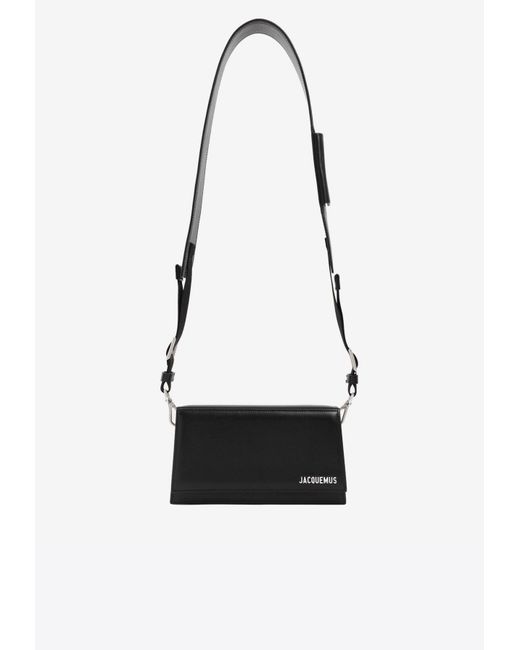 Jacquemus Le Bambino Homme Leather Shoulder Bag in Black (White) for