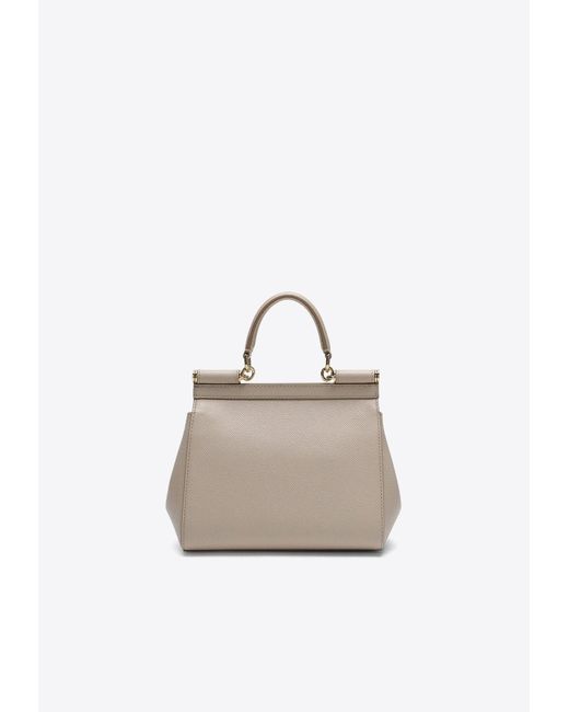 Dolce & Gabbana White Medium Sicily Leather Top Handle Bag