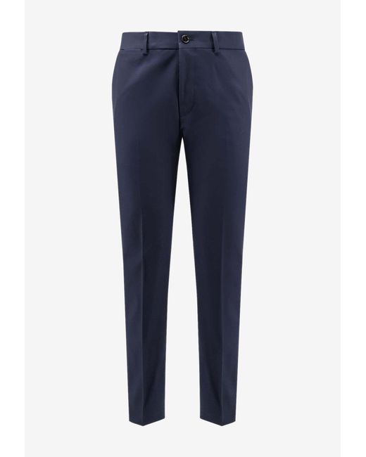 Boss Blue Silk-Blend Pants for men