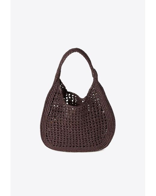 Miu Miu Brown Raffia-Effect Woven Hobo Bag