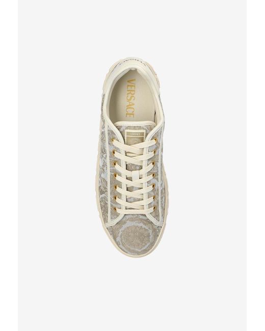 Versace White Barocco Greca Low-Top Sneakers for men