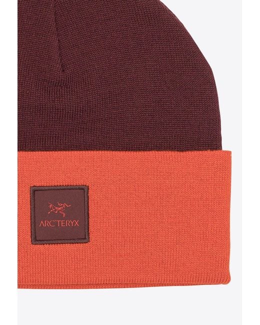 Arc'teryx Red Two-Tone Logo Patch Beanie