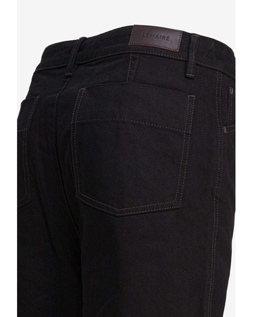Lemaire Black Twisted Straight-Leg Jeans