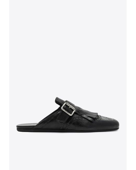 Prada Black Sabot Shuffle Leather Flat Mules