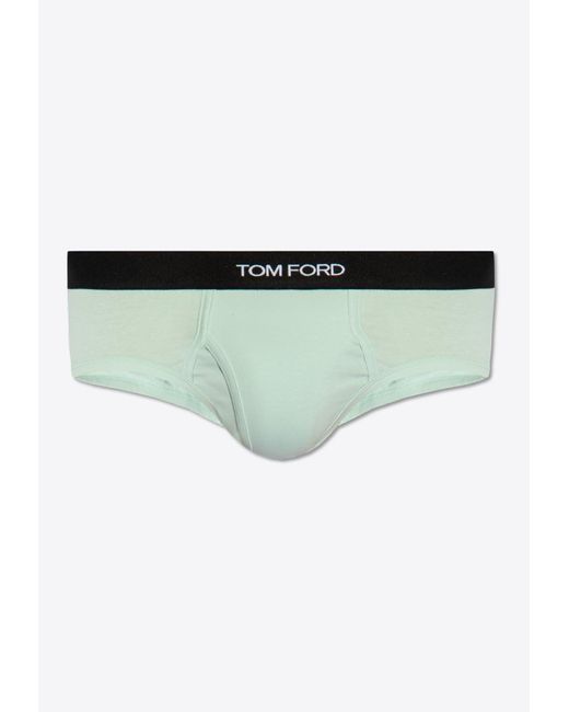 Tom Ford Green Logo Waistband Briefs for men