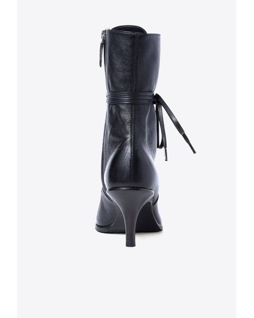 Miu Miu Blue 75 Lace-Up Leather Ankle Boots