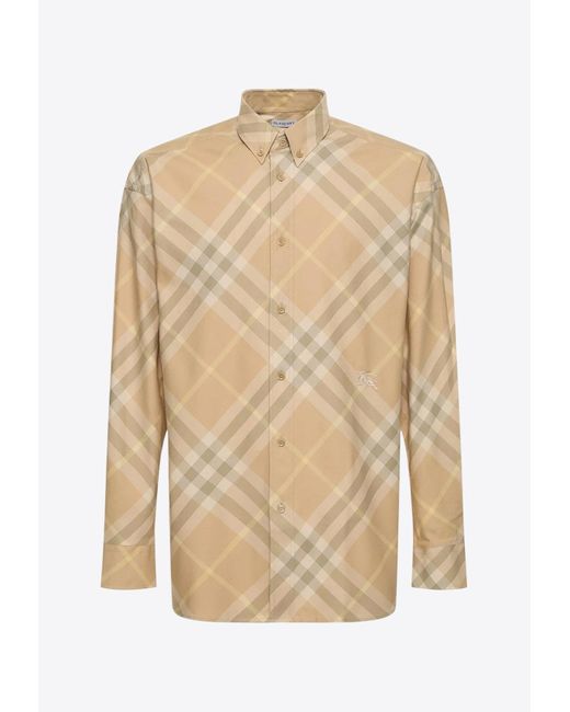 Burberry Natural Checked Long-Sleeved Shirt for men