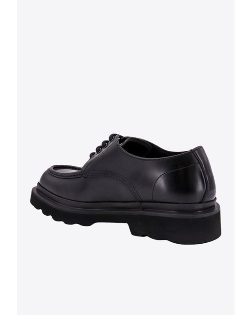 Dolce & Gabbana Black City Treck Calf Leather Derby Shoes for men