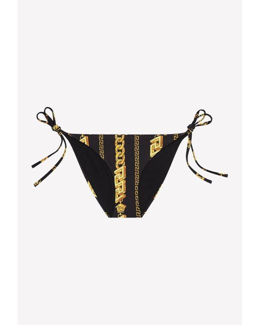 Versace Synthetic Chain Print Bikini Bottom in Black | Lyst