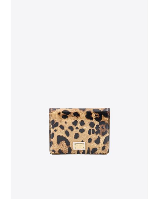 Dolce & Gabbana White Leopard Print Polished Leather Wallet