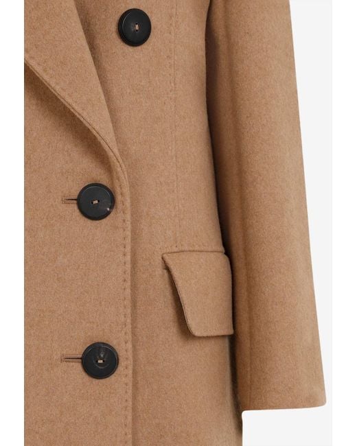 Max Mara Brown Certo Double-Breasted Long Coat