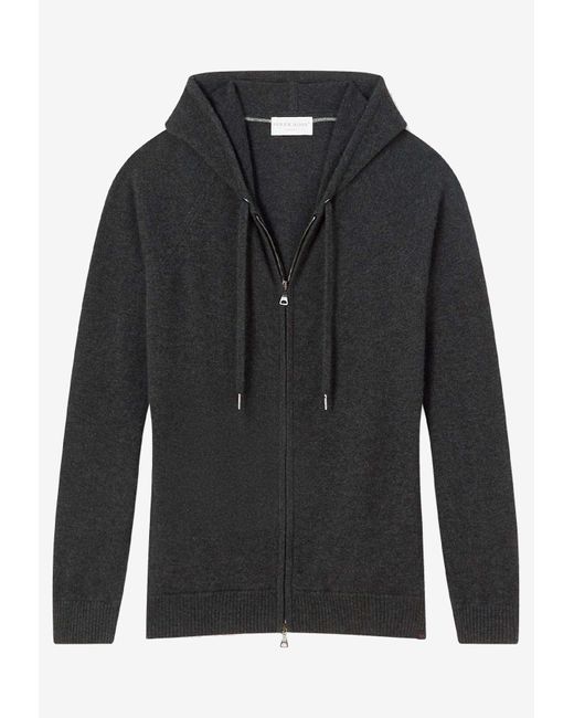 Black cashmere zip up hoodie best sale