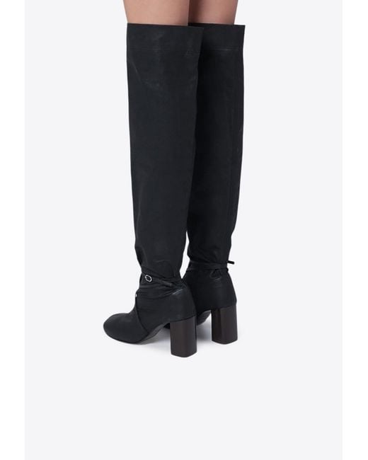 Lemaire Black 80 Anatomic Over-The-Knee Leather Boots