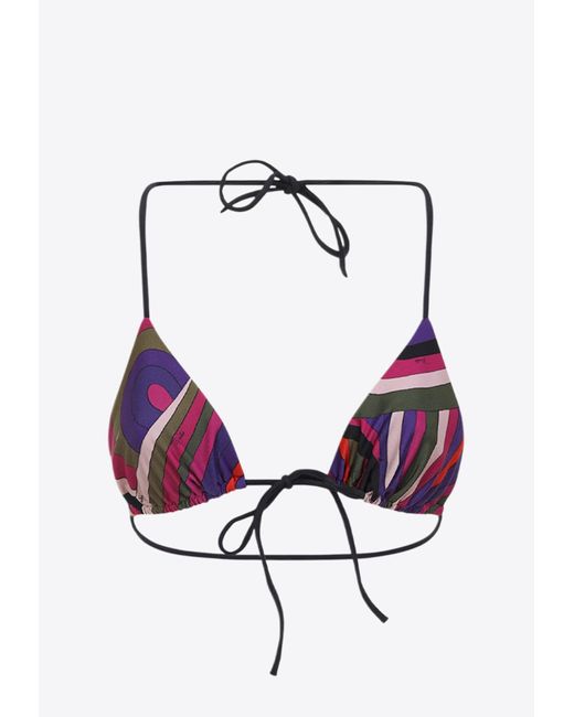 Emilio Pucci Blue Bikini Top With Signature-Print