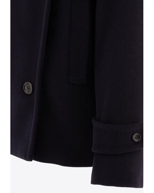 Max Mara Blue Laveno Wool And Cashmere Coat