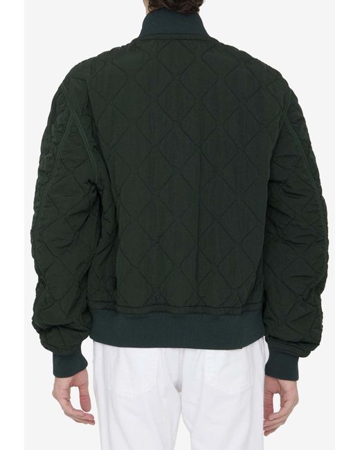 Burberry Green Quilted Bomber Jacket for men