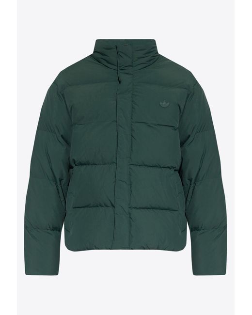 Adidas Originals Green Logo Patch Down Puffer Jacket for men