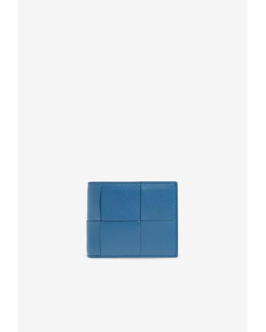Bottega Veneta Blue Cassette Leather Bi-Fold Wallet for men